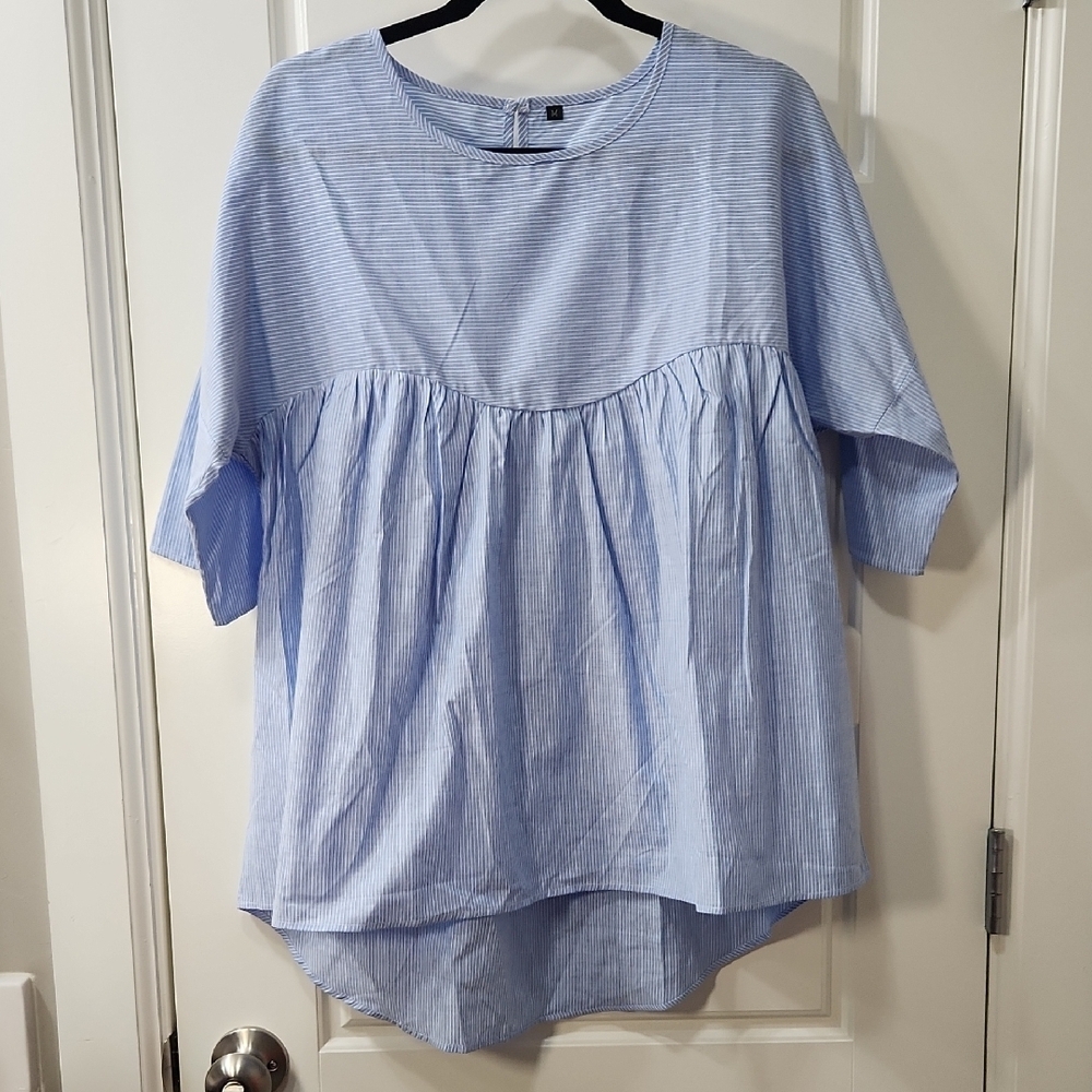 NWOT - Blue Striped Women's Maternity Top - Medium